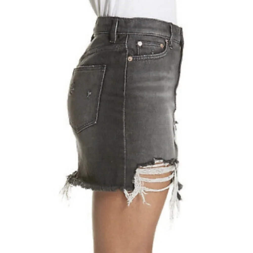 Distressed Destroyed Denim Mini Skirt - We the Free People